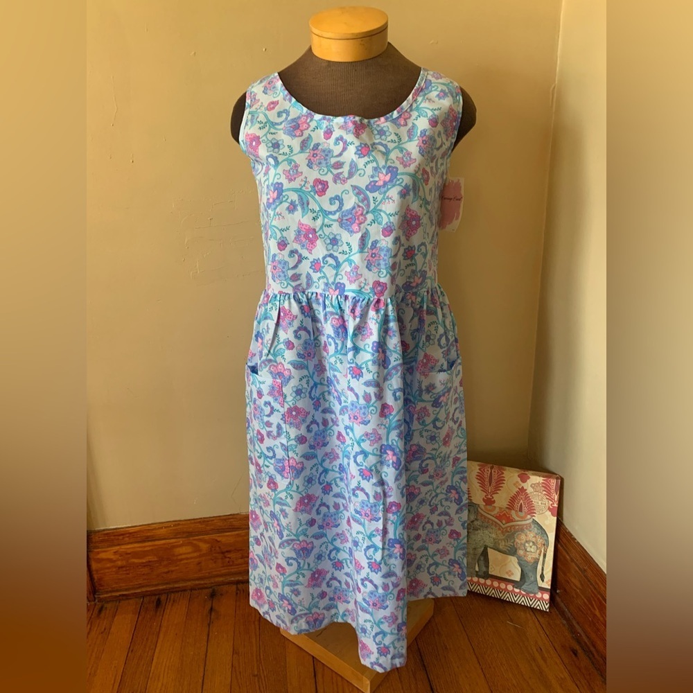 80s Vintage Carriage Count Coastal Grandma Floral Sleeveless Dress NWT Size 12